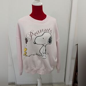 Peanuts Light Pink Snoopy & Woodstock Crewneck Sweatshirt